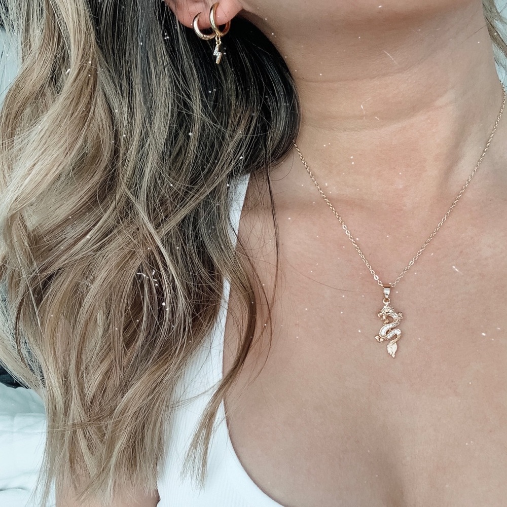 lola dragon necklace - gold filled